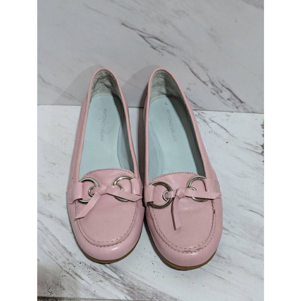 Antonio Melani Women's Pink Solid Soft Leather Loafers Flat Shoe Size 6.5 - Picture 7 of 8